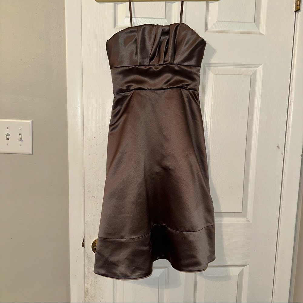 Y2K Bcbg Elegant Brown Strapless Dress